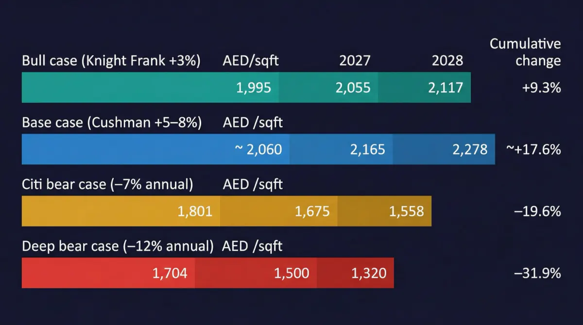 Dubai Property Price Forecast 2026–2028 Based on Citi’s Bear Case — Mitchell's Realty